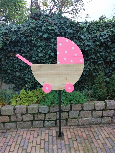 geboortebord kinderwagen roze