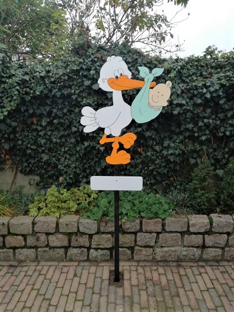 geboorteborden ooievaar tuin