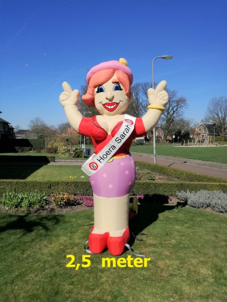 Sarah opblaaspop Vrolijk 2.5 mtr (klein model) - Afbeelding 3