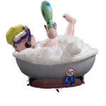 Sarah opblaas pop in Auto