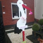 Geboortebord Ooievaar Xl 1 blank of getint / jongen of meisje