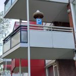 Ooievaar op nest met ei t.b.v. Balkon